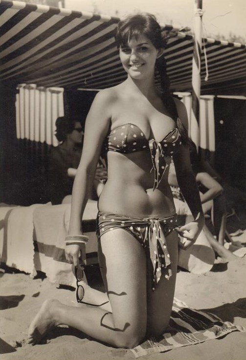 Claudia Cardinale in a dotted bikini