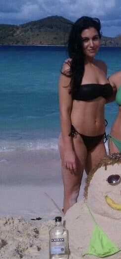 Molly Qerim in Black Bandeau Bikini at the Beach