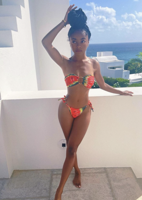Skai Jackson in Tie-Dye Bandeau Bikini Swimwear